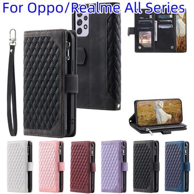 Per Oppo/Realme Tutte le Serie Oppo A7,Reno5,A94,C21Y,A52,A72,Narzo 50A...Custodia in pelle PU Flip Portafoglio con cerniera in pelle