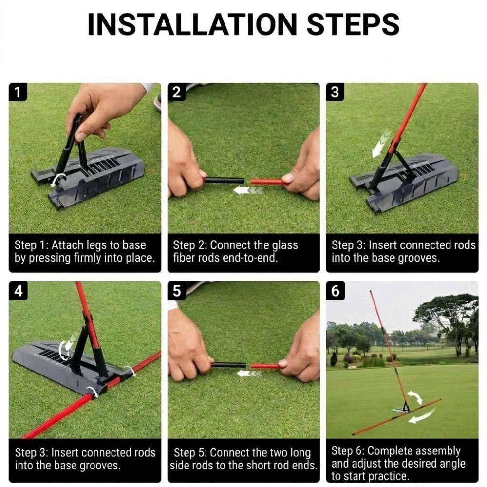 7 Adjustable Angles Golf Alignment Stick Holder Portable ABS Base Golf Training Aid Swing Practice