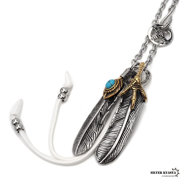 Stainless Steel Double Feather Necklace Pendant Silver Sun Turquoise Feather Necklace Extra Large Feather Custom Feather Necklace Popular [silver