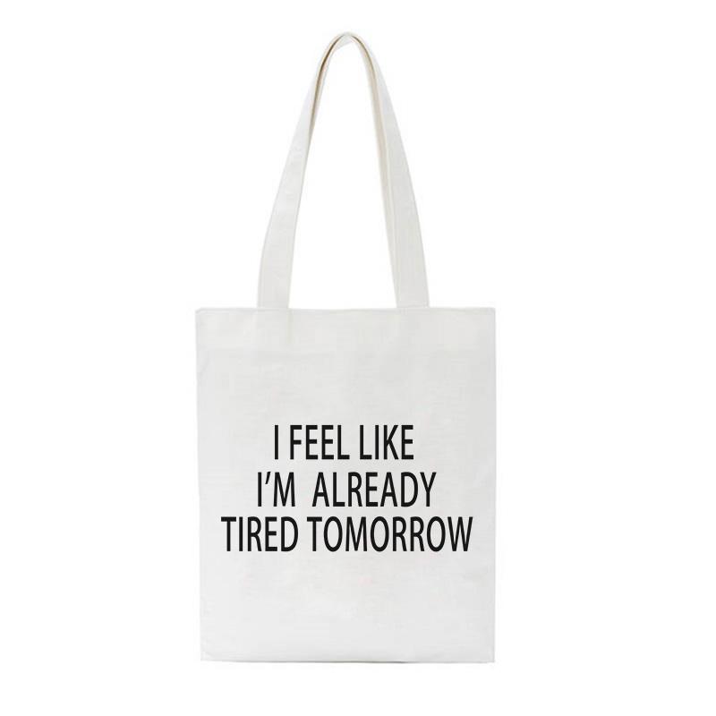 Women Book Bag New Arrival Letters Words Printed Shoulder Canvas Bags Fashion Bags Women Big Capacity Beach Students Handbag