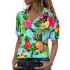 Stile Hawaiano Stampa 3D Monopetto Donna Camicia Hawaiana Moda Collo a Revers T-Shirt Estiva Manica Corta Donna