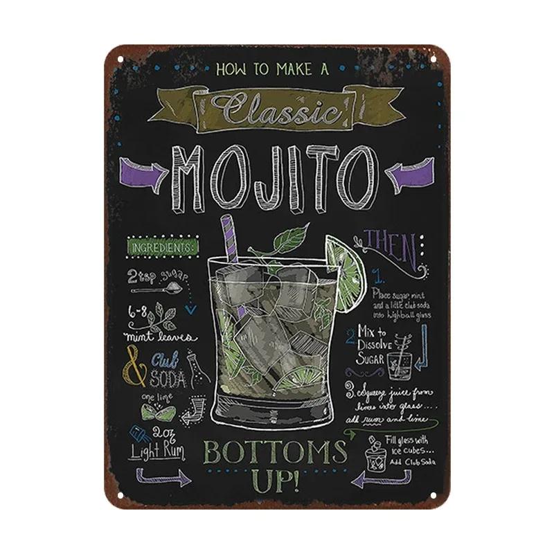 Summer Time BEER Retro Metal Tin Signs Decor Mojito Cocktail Plaque Vintage Posters Bar Pub Art Stickers Wall Decor