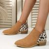 Fashion New Fashion Patchwork Leopard Ankle Boots Women Back Zipper Low Heels Short Boots Woman Autumn Pointed Toe Booties Plus Size