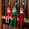 Bonecos Decorativos Ajoelhados Elfo de Natal Menino Enfeite, Pequeno Boneco de Pelúcia Fofo Decoração com Enfeites Flexíveis para Prateleira de Feriado Braço E