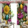 Moderne Flachdruck-Vorhänge ohne Stange Ostereier Blumen Modisches Vielseitiges Polyestergewebe Set aus 2 Stück Hergestellt