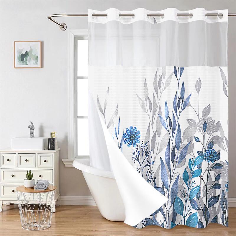 Hundun Plant Floral Double-Layer Shower Curtain