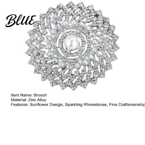 Brooch Pin Sunflower for Women Rhinestones Inlaid Badge Decorative Collar