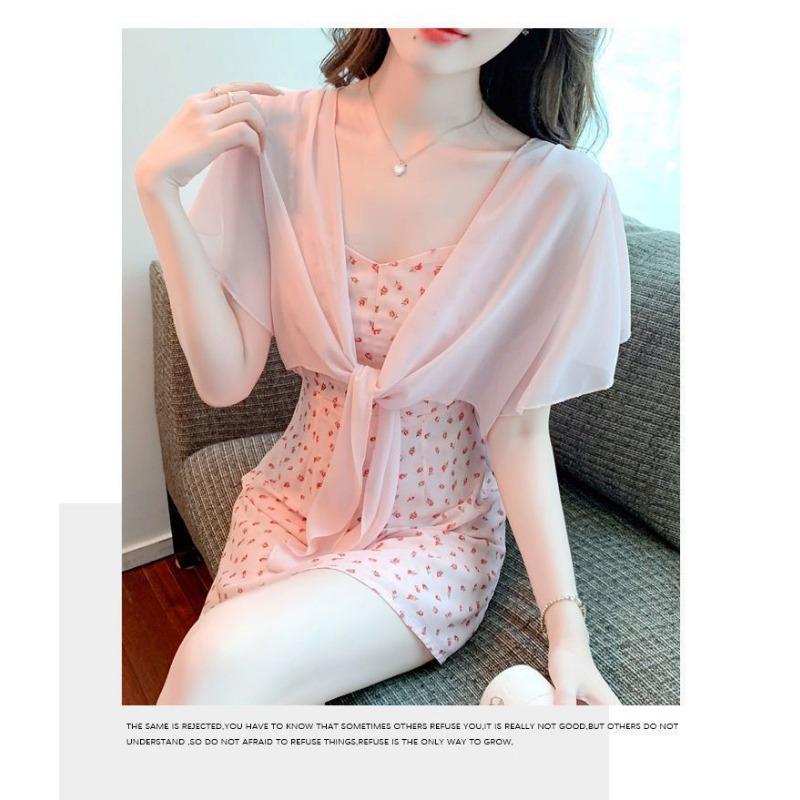 Moda Estate Piccolo Sciarpa Donna Estate Scollo a V Profondo Sottile Canotta Cardigan Camicia Top Elegante Ampio Traspirante Chiffon Abbigliamento Protezione Solare