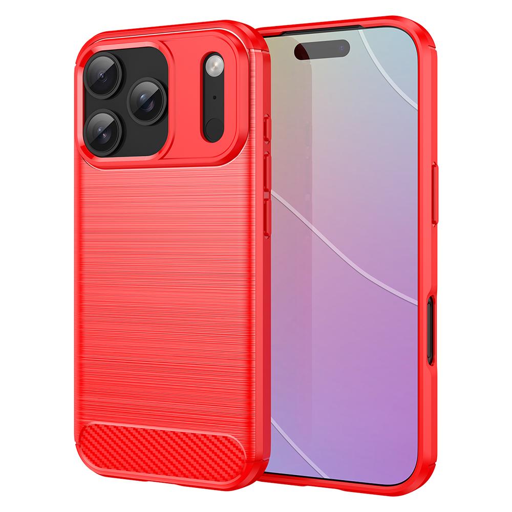 For iPhone 17 Pro Case Carbon Fiber Texture Brushed Protective Phone Cover