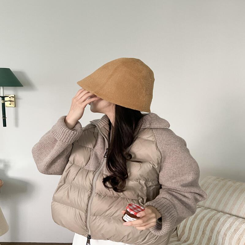Daily Fur Women s Bucket Hat Wool Knit Bucket Hat Autumn Winter Hat ivory