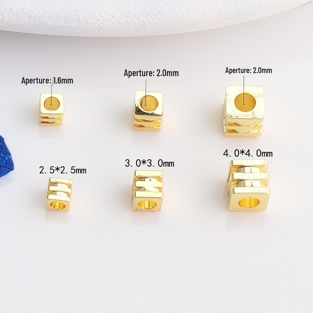 14K Gold Filled Three-Layer Square Spacer Beads for DIY Handmade Jewelry