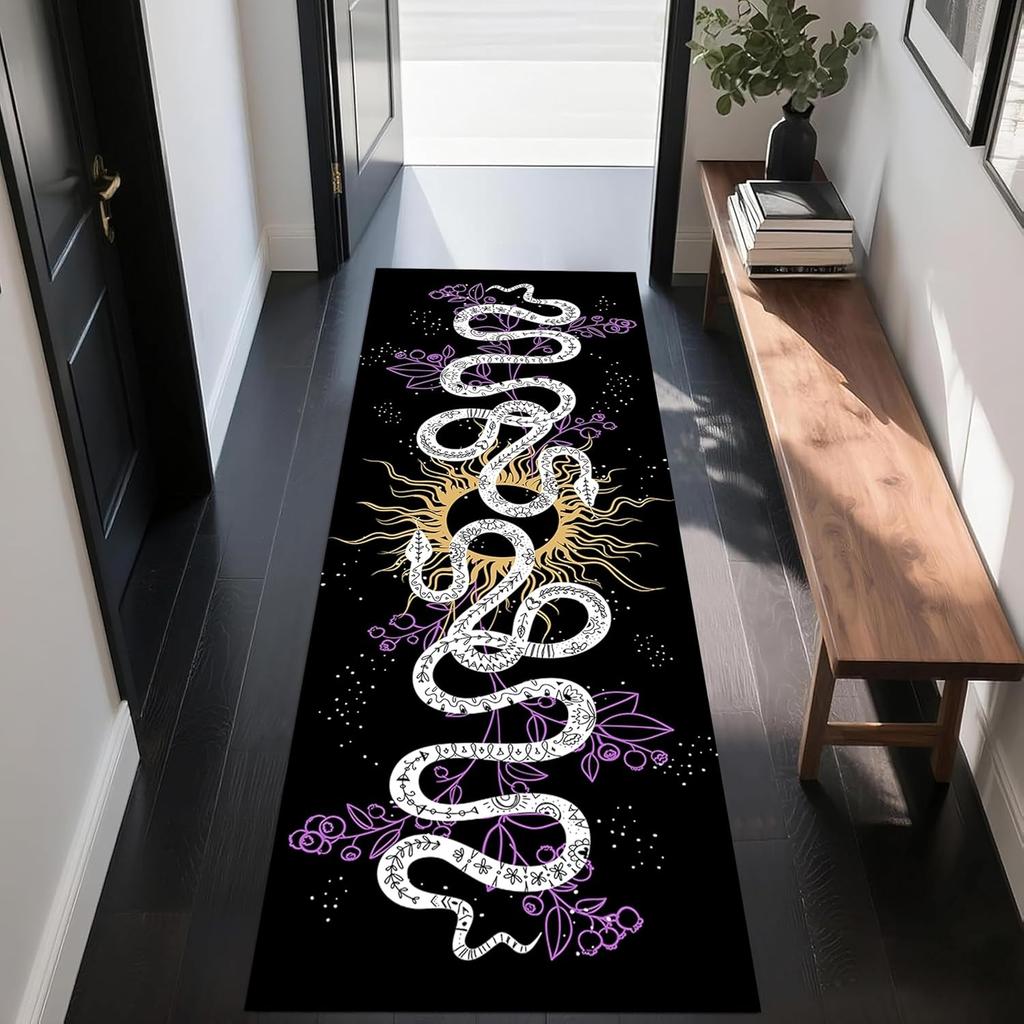 Sun and Moon Runner Rug, Boho Moon Phase Celestial Night Sky Witchcraft Sun Moon Gothic Area Rugs, Meditation Floor Mat