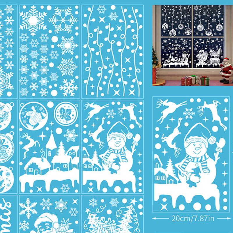 

Рождественские наклейки на окна 2023, двусторонние витрины, праздничные декоративные наклейки на стены, электростатические наклейки на стены 20x30x9cm