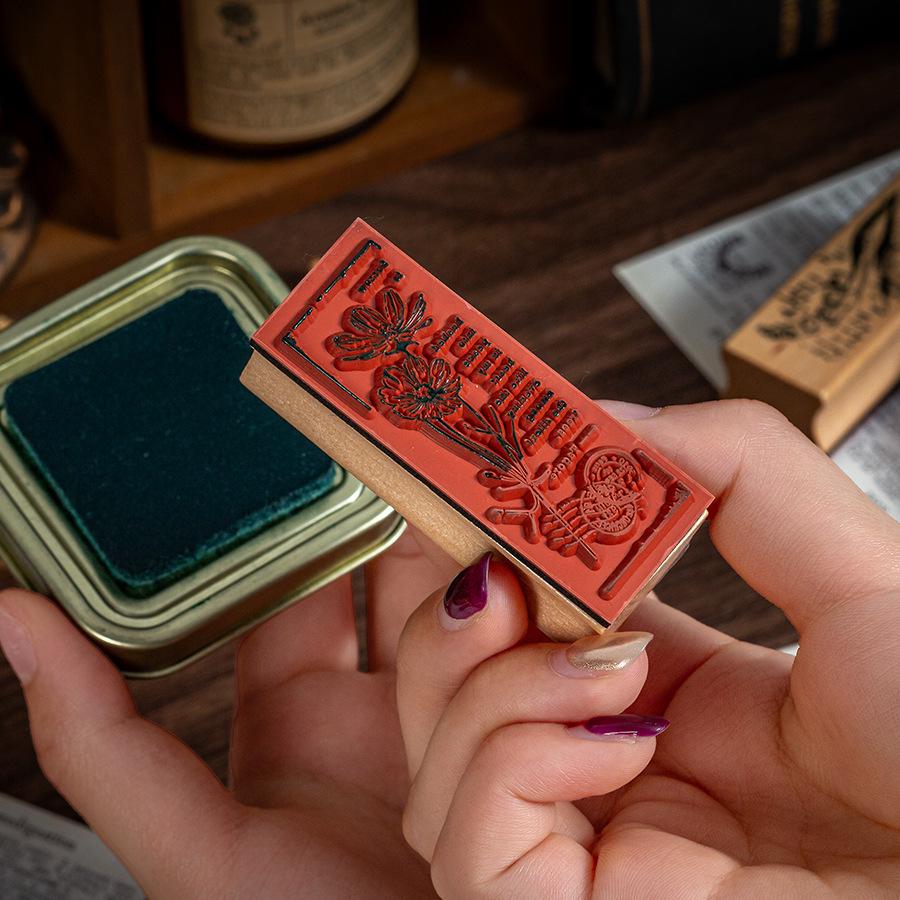 Exquisite Floral Wooden Stamps for DIY Journals - 8 Styles Available