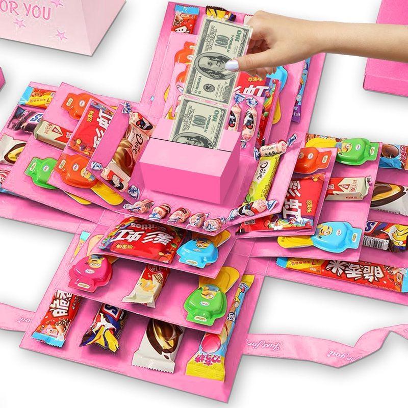 Caja de Regalo Creativa de Explosión DIY de 5 Capas, Crea Varios Regalos por Ti Mismo Regalo Misterioso Hecho a Mano para Cumpleaños Navidad Año Nuevo