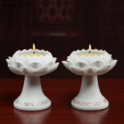 1PCS Ceramic Lotus Candlestick for Lighting Buddhist Temple Offerings Buddhist Utensils Feng Shui Ornaments