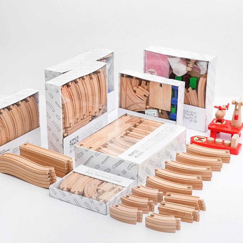 New Wooden Train Track Set Beech Wooden Railway Accessories fit for All Brand Wood Tracks Educational Toys for Children