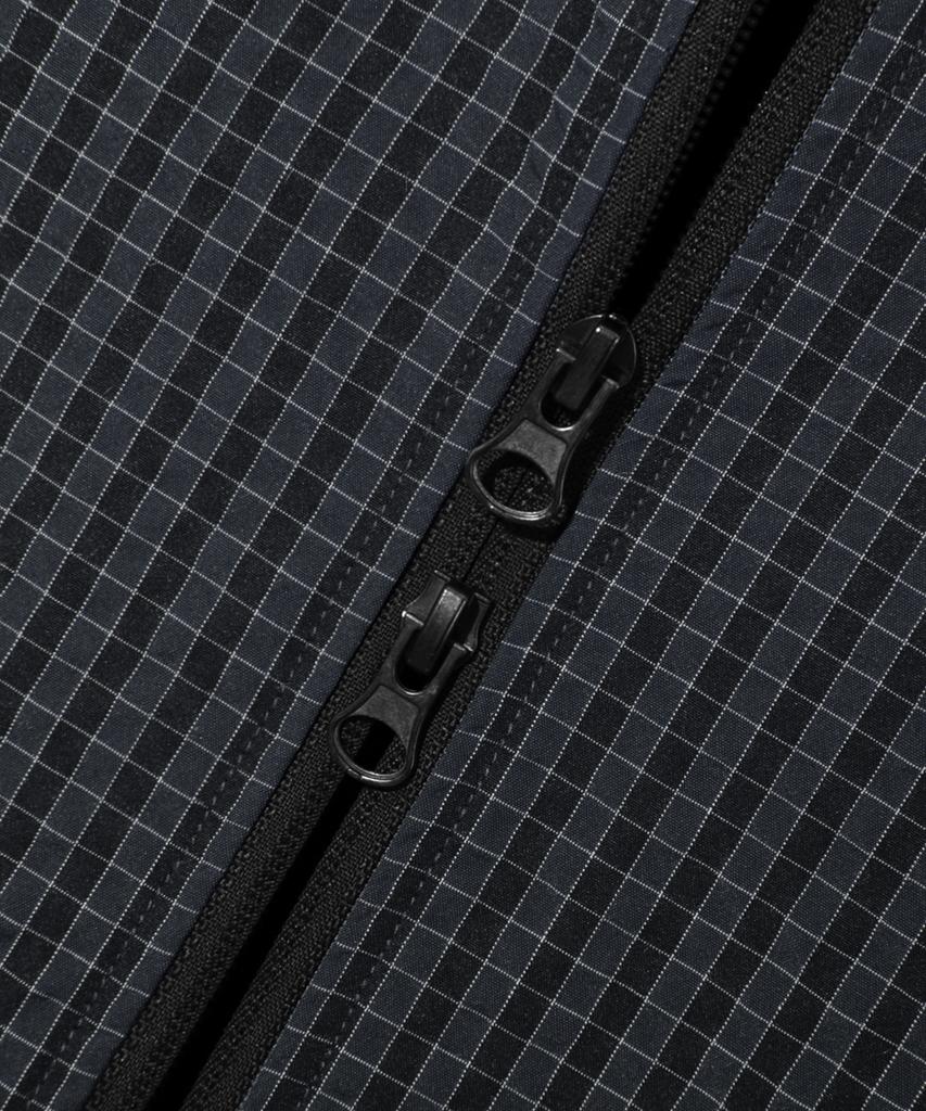 Trillion Check Pattern Hooded Zip-Up Windbreaker_Navy Black