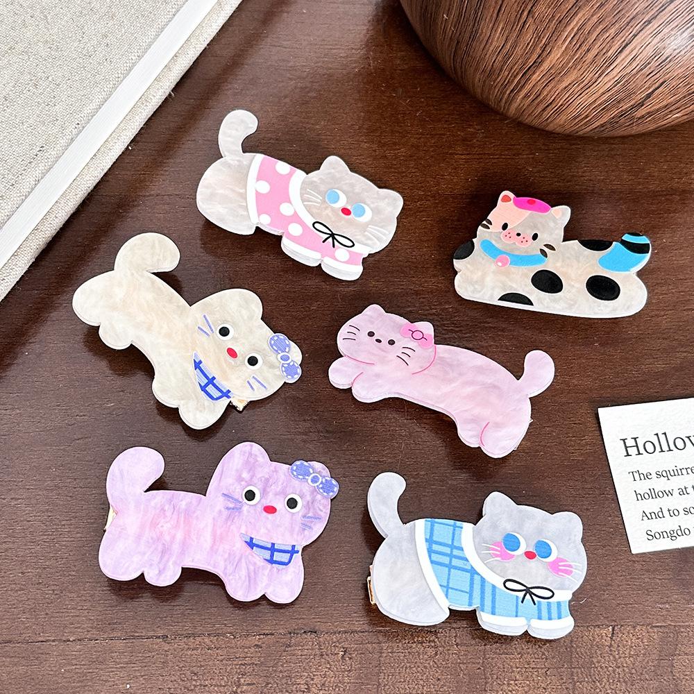New Acrylic Dog Hairpin - Sweet and Cute Girl's Side Parting Hair Clip with Cartoon Hair Accessory