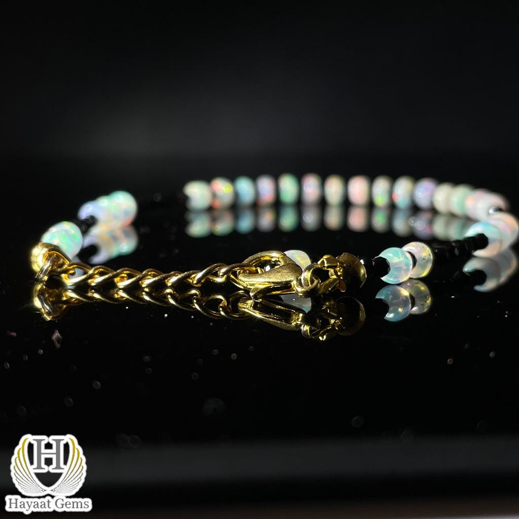 Bracciale in opale Welo etiope: Fuoco Arcobaleno, Gioielli in Argento Sterling 925 con Perline
