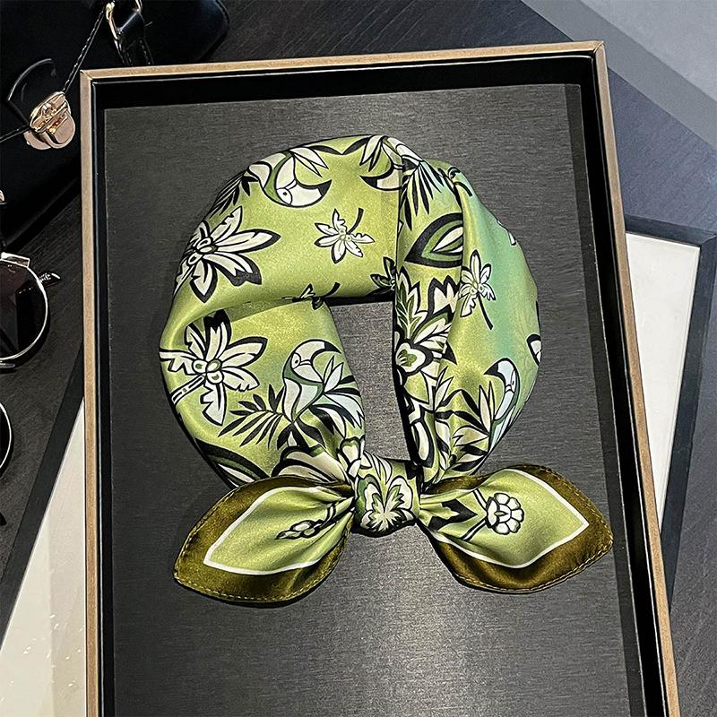 

2026 New Spring 100% Real Silk Scarf 53Cm Square Bandelet Women s Silk Wrap Floral Printed Small Scarf Kerchief Scarves Hairband 53x53 cm