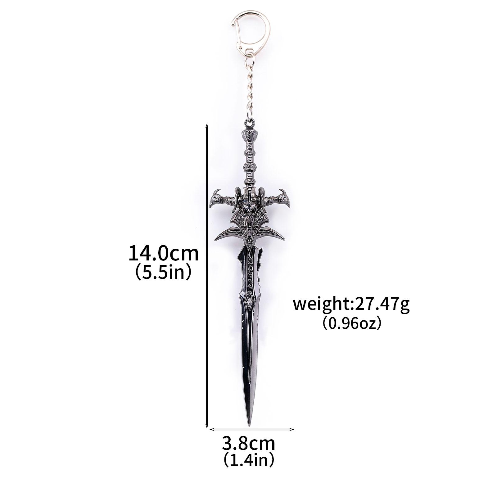 Anime Game World of Warcraft Weapon Frostmourne Sword Keychain Lich King Sheep Head Sword Keyring Weapon Cosplay Props Fans Gift