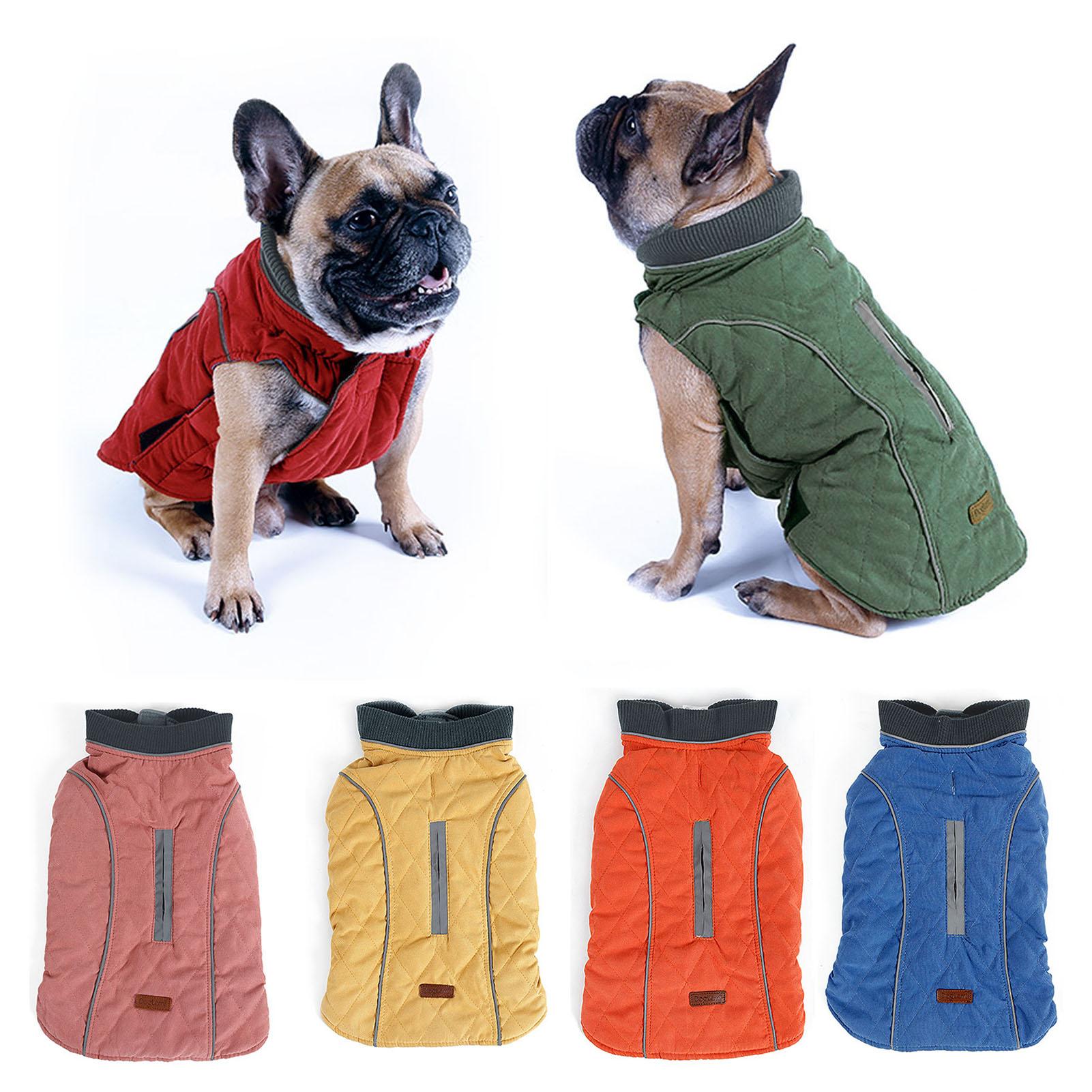 

Dog Winter Jacket Padded Reflective Warm Quilted Outdoor Pet Vest Small помаранчевий
