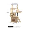 Large Wooden Cat Tree & Scratching Post with Space-Saving Design - Integrated Climbing Frame & House