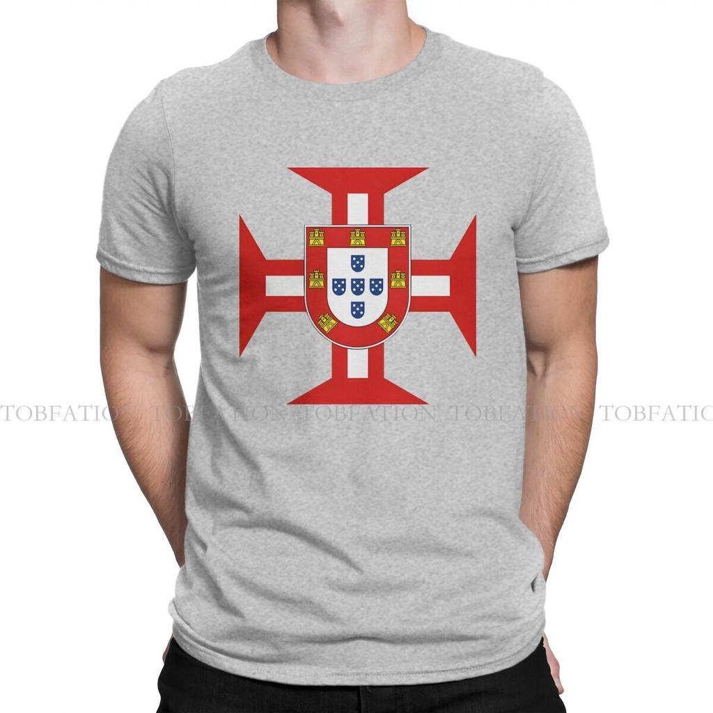 Portuguese Templar Cross With Shield TShirt For Male Knights Templar Tops Novelty T Shirt Soft Print Loose Creative Gift