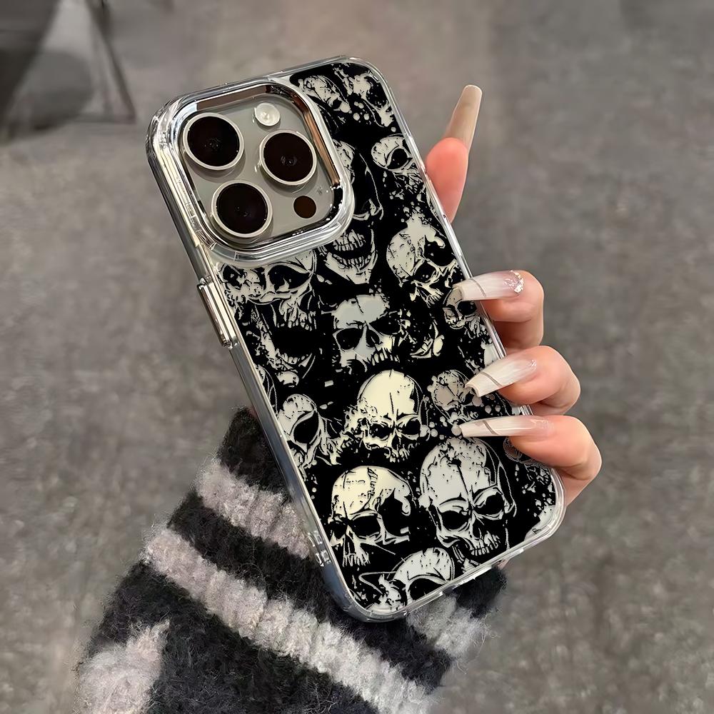 Full Of Skull Design Phone Case For Iphone 17 17E 16E 12 Pro Max 11 13 Plus 14 16 15 Transparent Daily Use Bumper Shell Coque