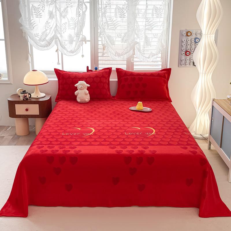 

Cartoon Style Bedsheet Velvet Bed Linen Skin-friendly Flat Sheet Warm Bed Sheet for Winter Home Sheets sabanas (No Pillowcase) 120x230cm 1pc
