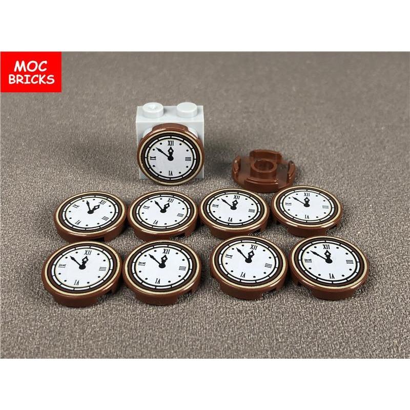 10pcs / Lot Tile Round 2 X 2 Clock Including Roman Numerals Simple Pattern Fit Including 14769pb133 Building Blocks DO-IT-YOURSELF Playthings
