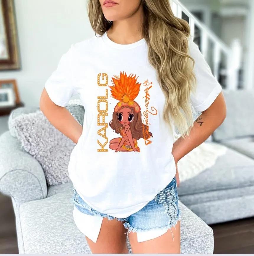 Singer Karol G Tropicoqueta Merch Tshirt UNISEX and Women Summer Cotton Clothing Fashion Round Neck Short Sleeved Top Streetwear