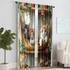 Versatile Polyester Transparent Curtains Home Decoration Fun Animal Cat Use Bedrooms Living Rooms Curtain Set Of 2 Made Washable Room Ready