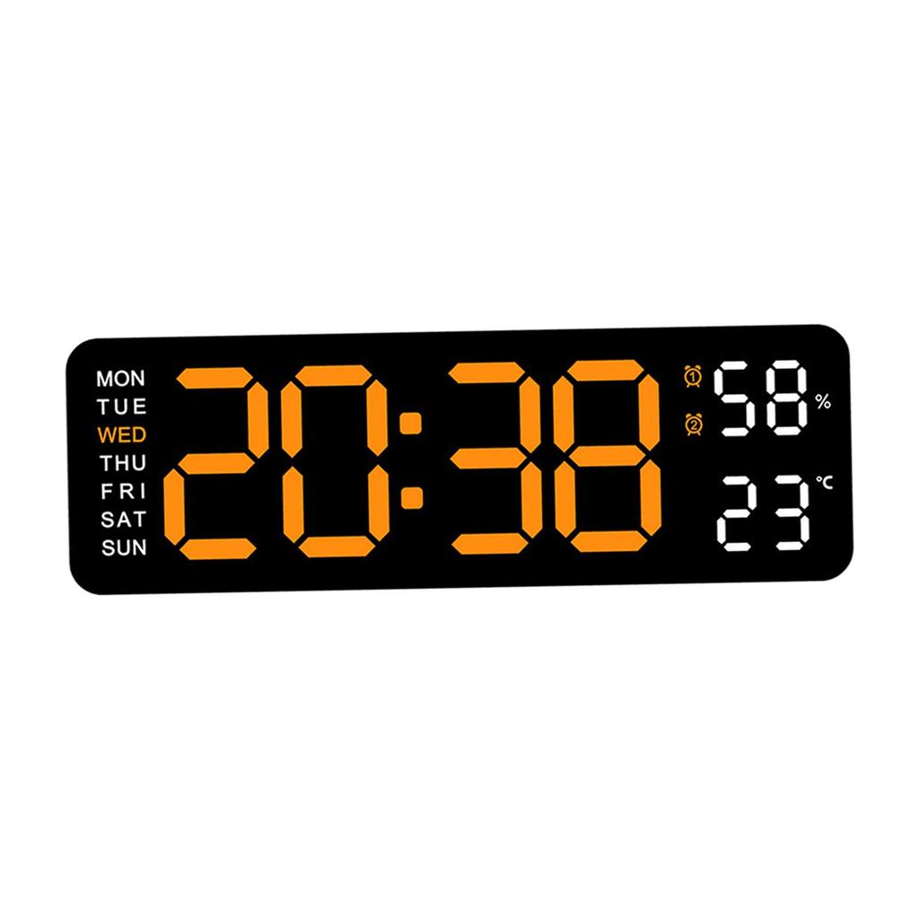 LED Wall Clock Humidity with Date Automatic Brightness Dimmer Desk Clock for Kitchen Office Bedroom Home Background Living Room