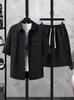 2026 Men's Casual Hong Kong Style Short Sleeve Shirt & Shorts Two-Piece Set