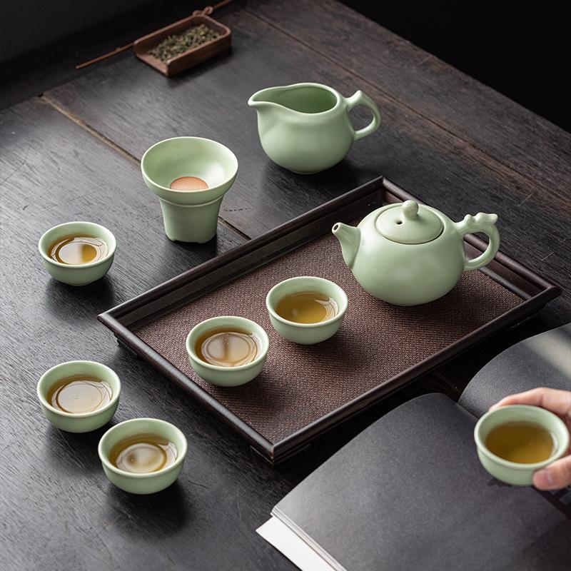 Ru kiln tea set, business side gift, customer souvenir gift box, a complete set of covered bowl teacups