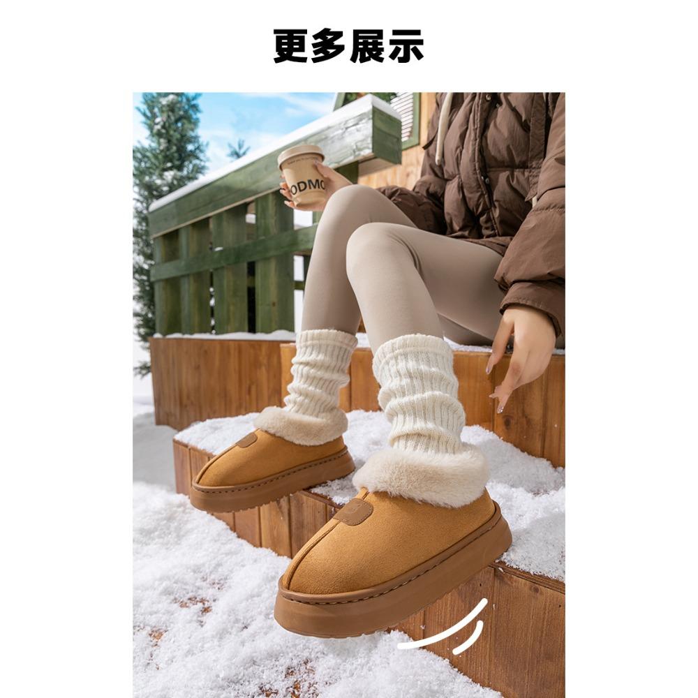 **Closed Heel Thick Sole Cotton Slippers Women Autumn Winter Indoor Wear-Resistant Soft Sole Warm Home Couple Snow Boots**