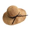 Korean-style Large-brimmed Handmade Woven Straw Hat for Women, Summer Vacation Sun Protection Hat with Bow, Beach Sun Hat, Foldable