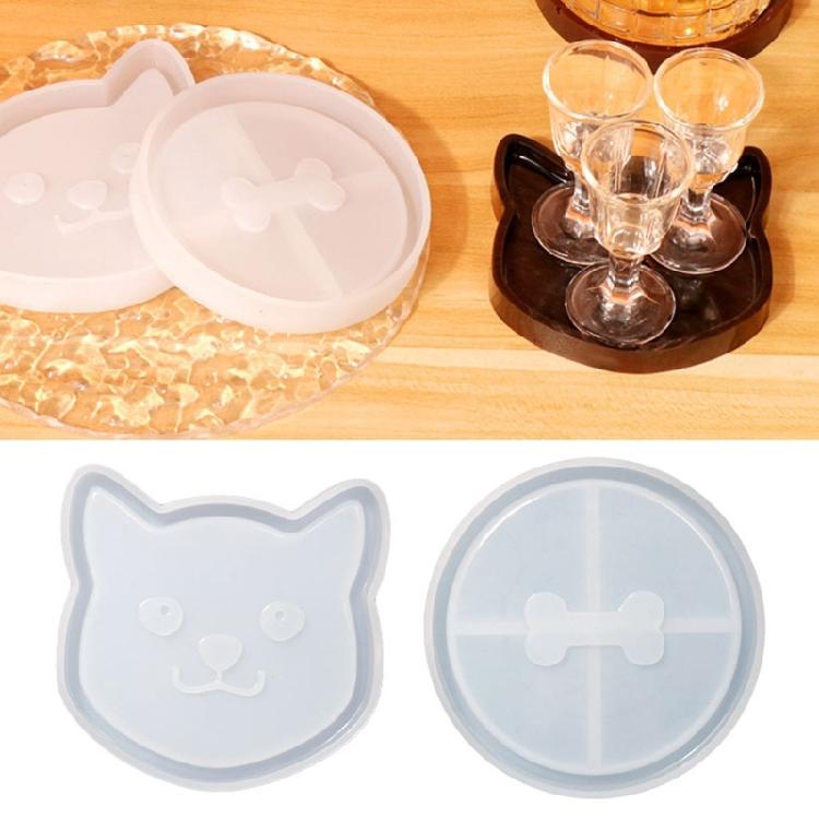 Silicone Resin Car Coaster Moulds Cats Bone Shape Tray Epoxy Casting Mould Unique Coaster Molds Cats Bone Shape Mold