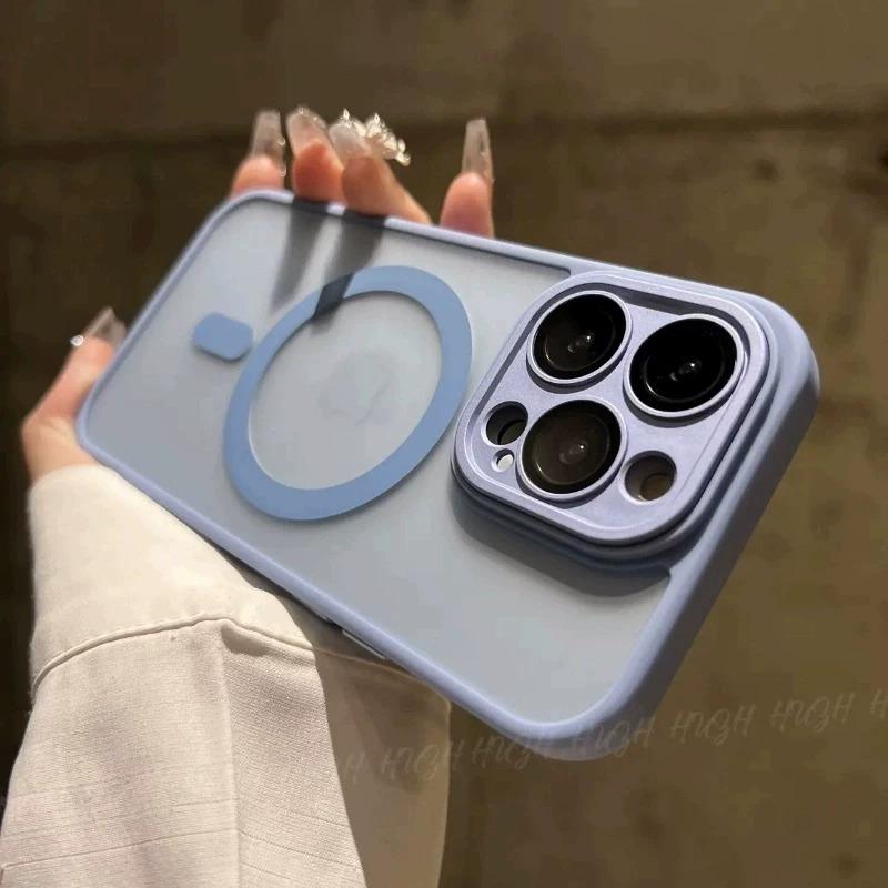 Luxury Magsafe Wireless Charge Matte Phone Case For iPhone 11 12 13 14 15 Pro Max Plus Transparent Magnetic Bumper Cases Cover
