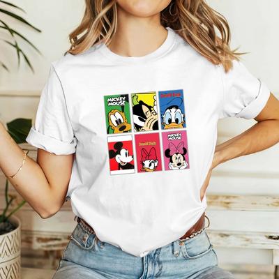 Mickey Mouse and Donald Duck Fun Print Y2K Short-Sleeve T-Shirt Women's Summer New Arrival Harajuku Style Oversized Casual Top