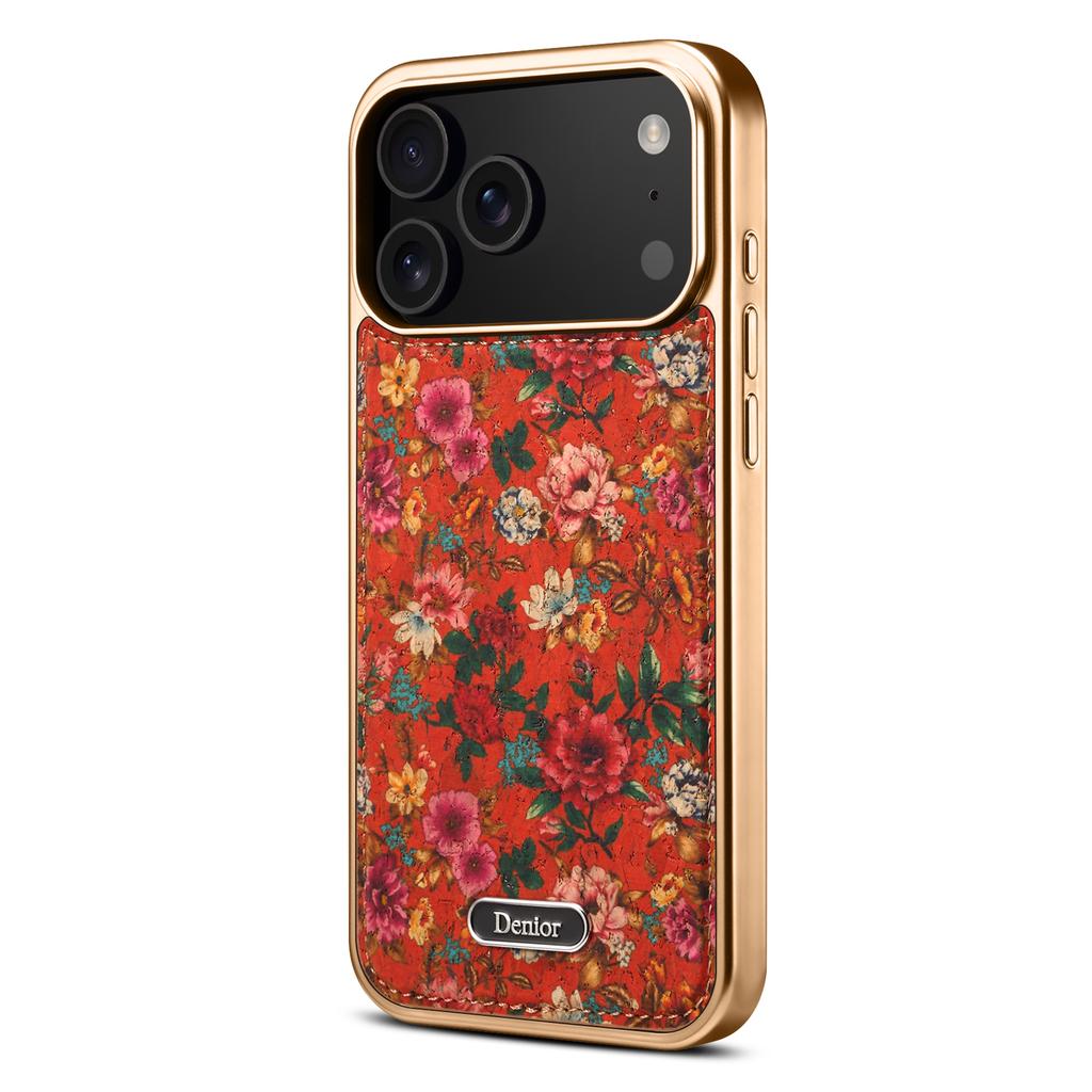 DENIOR A24 For iPhone 17 Pro Case Compatible with MagSafe Flower Leather PC TPU Phone Cover with Detachable Back Panel