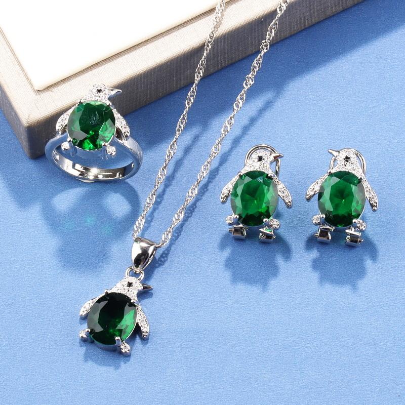 Новое поступление Милые пингвины Классические наборы украшений Свадебное колье и серьги Кольцо для женщин Подарок на вечеринку/Рождество resizable