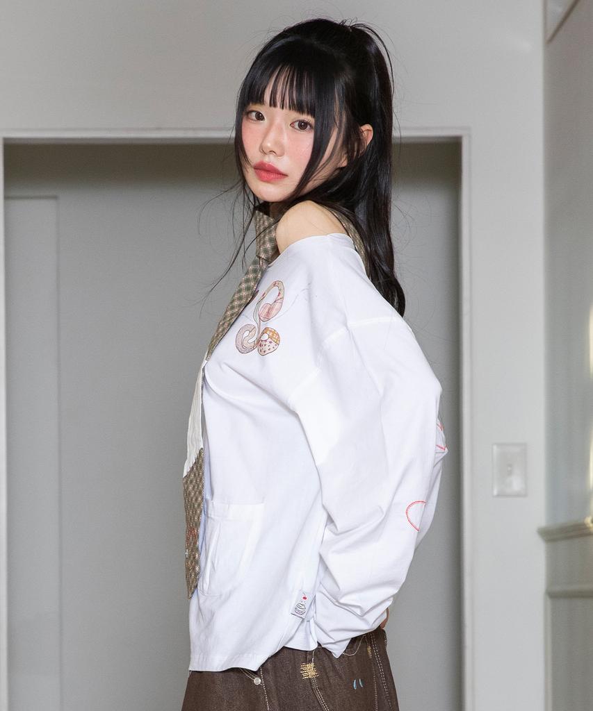 RuNaKi'Hu' Wxt088 Torori One-Shoulder Long Sleeve (White)