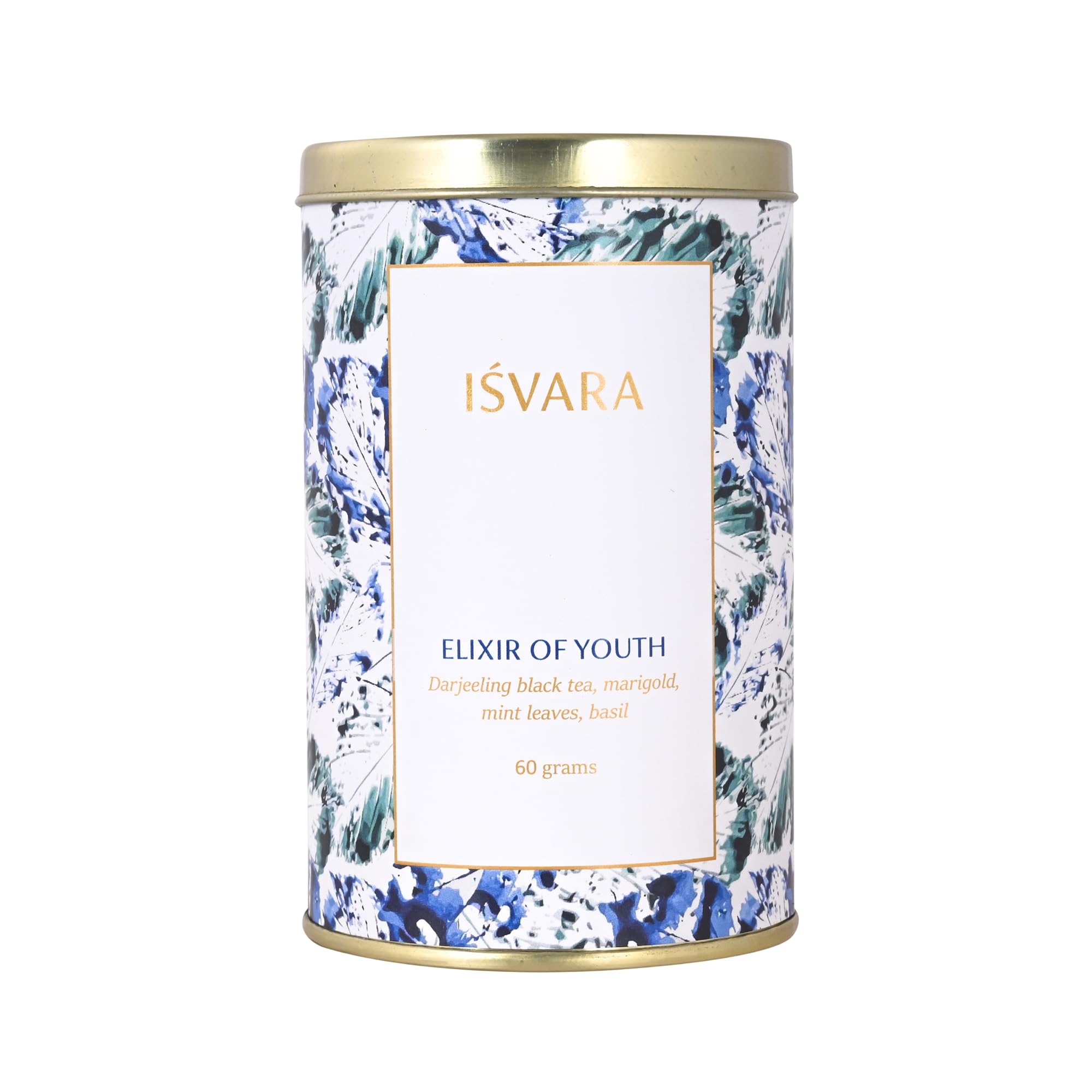 ISVARA Darjeeling Black Tea - Elixir of Youth, Strong, Malty blend of Darjeeling Black Tea, Marigold Petals, Mint, Basil, Rich in antioxida