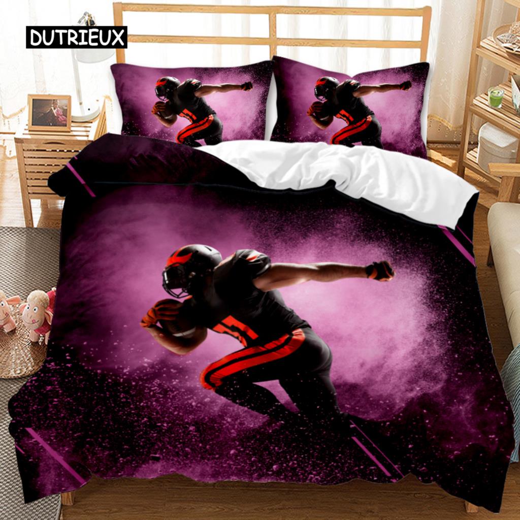 Piłka nożna Piłka nożna z ogniem Młodzieżowy sportowy zestaw pościeli dla nastolatków Piłka nożna Podwójna królowa King rozmiar Poliester Poszewka na kołdrę