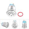 12mm Metal Button Switch with Power Icon Blue LED Light Self Reset 1 NO Switch(12V)