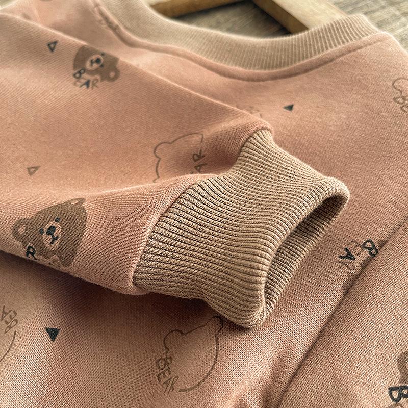 Spring Boys' Cartoon Overalls Set: Long-Sleeved, Two-Piece Infant & Toddler Outfit