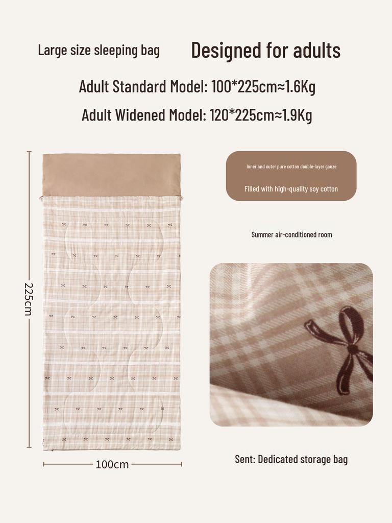 Haorunqi Cotton Double-Layer Gauze Sleeping Bag & Blanket for Adults - Lightweight, Portable, Ideal for Summer and Travel